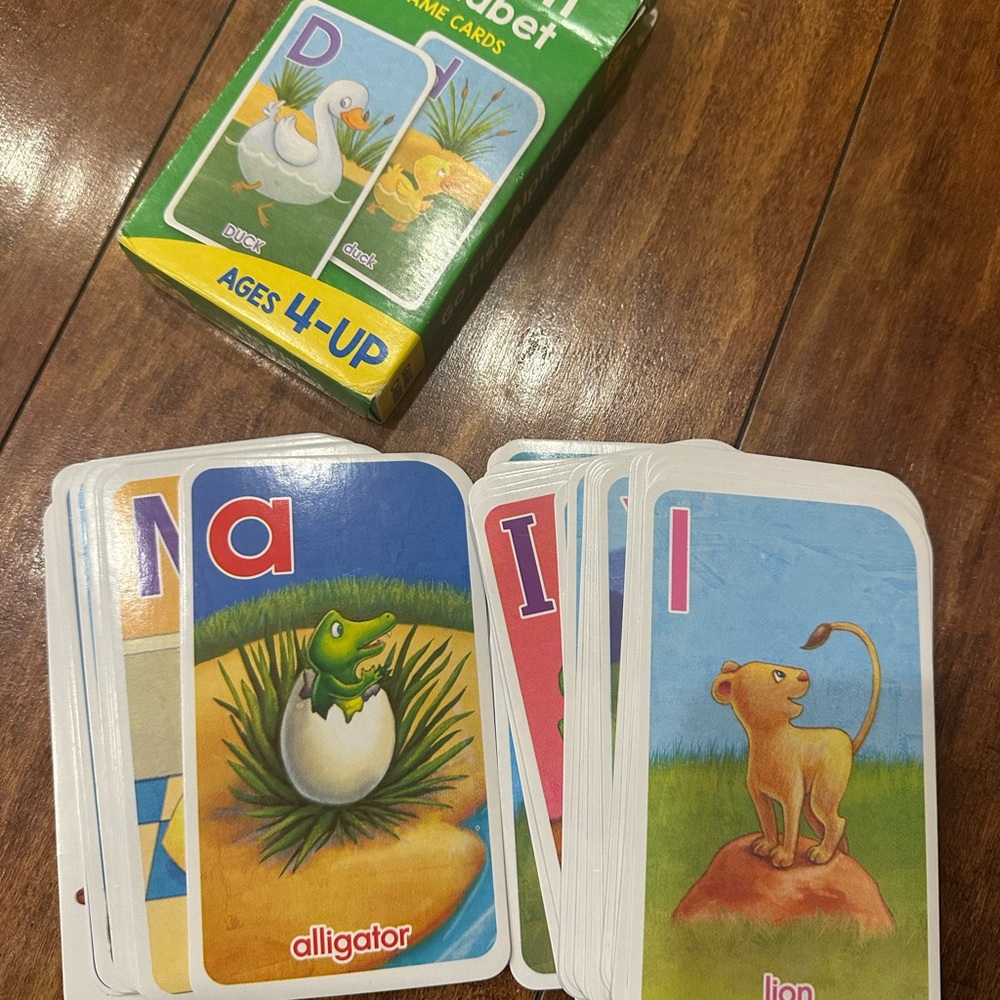 Young Hands Wooden Reading Blocks and School Zone Alphabet Go Fish/Flash Cards - Picture 5 of 7
